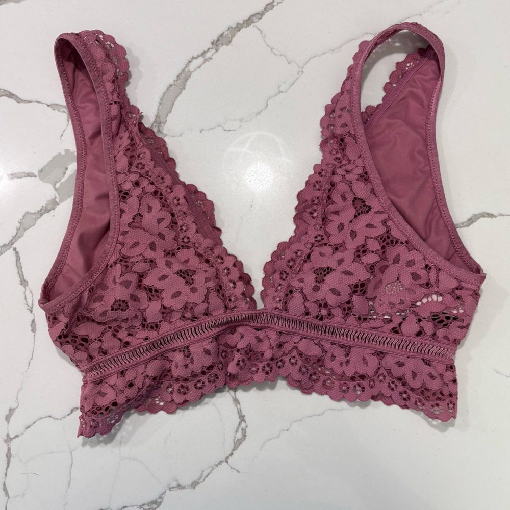 Victoria’s Secret Body by Victoria Women’s Pink Lace Bralette Bra Medium Lounge - Picture 4 of 16